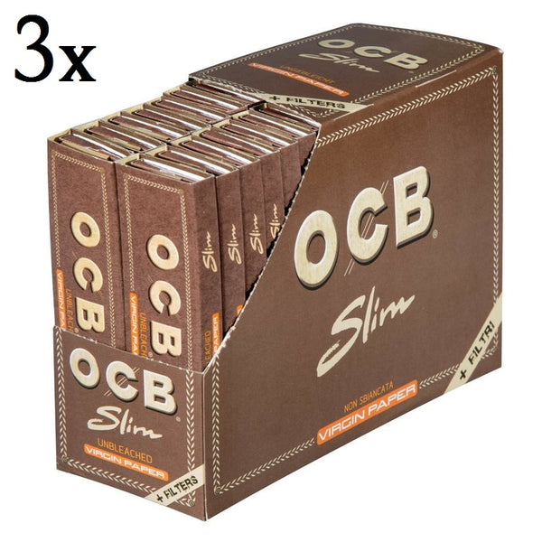 Lot de 3 boites OCB® Slim Virgin Paper + Filtres